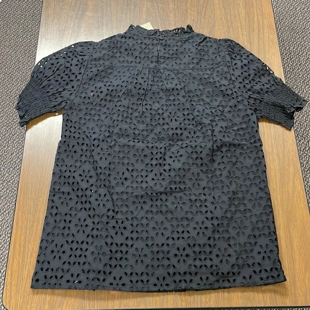 J. Crew Smocked puff-sleeve top in eyelet*